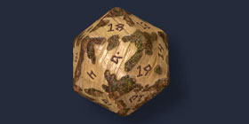 Wood and moss dice set